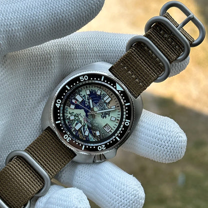 STEELDIVE SD1970J Kanagawa Turtle Full Luminous Dial Ceramic Bezel NH35 AutomaticSTEELDIVE Offical Store Mens Dive Watch