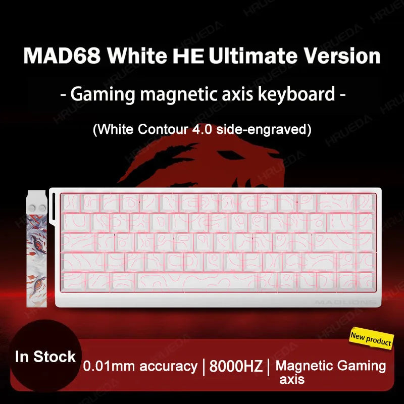 MADLIONS Mad 60he Mad60HE Mad 68HE Teclado mecânico com interruptores magnéticos, com fios, hot-swap, taxa de polling 8K, teclado gaming personalizado