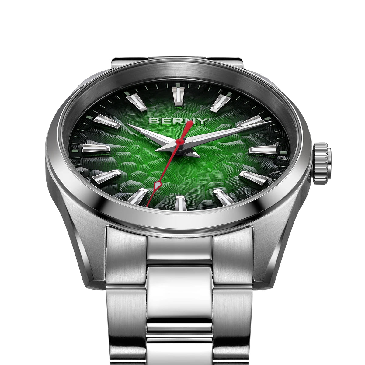 Relógio de homem BERNY – Relógio de quartzo, vidro de safira, ponteiros luminescentes, resistente à água até 10 ATM, inteiramente em aço inoxidável – Estilo elegante e descontraído, ideal para o dia a dia ou para ocasiões profissionais