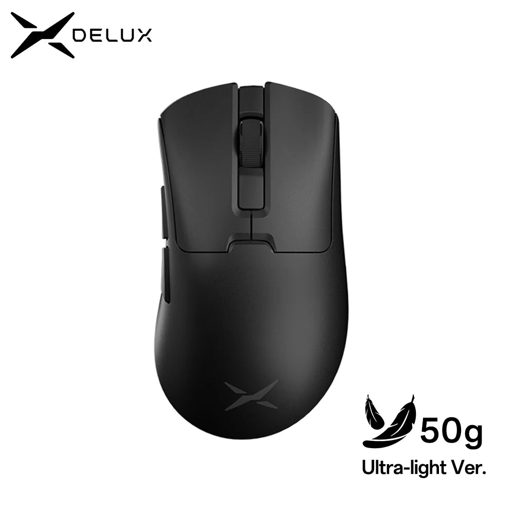 Delux M900PRO ultralet version trådløs gamingmus ergonomisk 1K/8K polling rate 50g PAW3395 til højre stor hånd PC-gamer