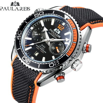 Classic Luxury Men Automatic Watch Multifunction Mechanical Wristwatch Rubber Strap Waterproof Week Date Watches Reloj Hombre