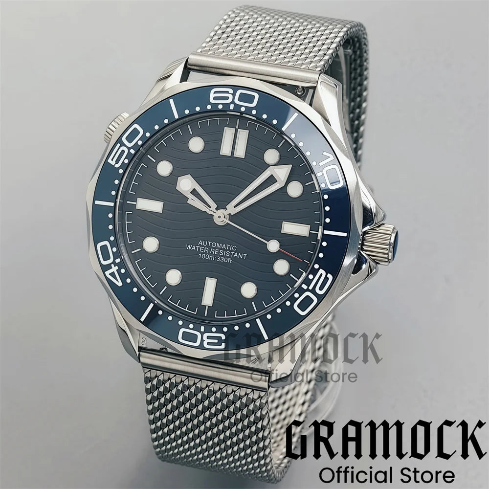 Gramock New 007 NTTD Wristwatch 41mm Men Mechanical Watch Automatic Watch Domed Sapphire Glass Luminous Diving Steel NH35/PT5000