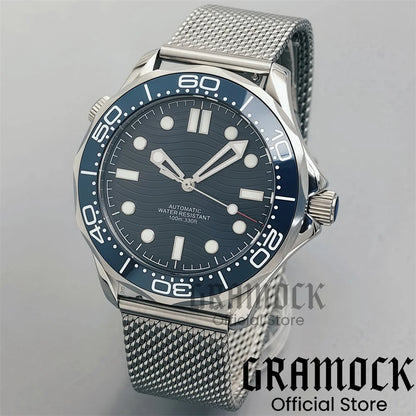 Gramock New 007 NTTD Wristwatch 41mm Men Mechanical Watch Automatic Watch Domed Sapphire Glass Luminous Diving Steel NH35/PT5000