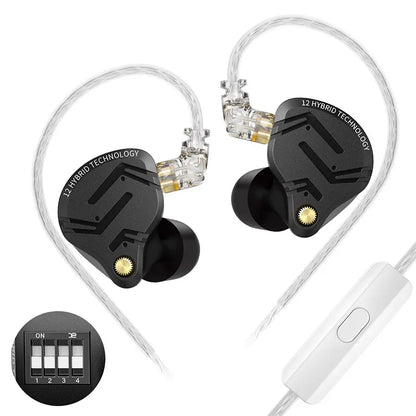 KZ ZS12 PRO X hybrid dynamisk og balanced armature-teknologi IEM-øretelefon, opgraderet HiFi-bas in-ear-hovedtelefon med tuningkabel-headset