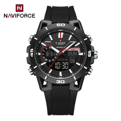 NAVIFORCE Men's Watch Dual Display 50M Waterproof Countdown Chronograph Alarm Clock Male Fashionable Sports Wristwatch NF7135