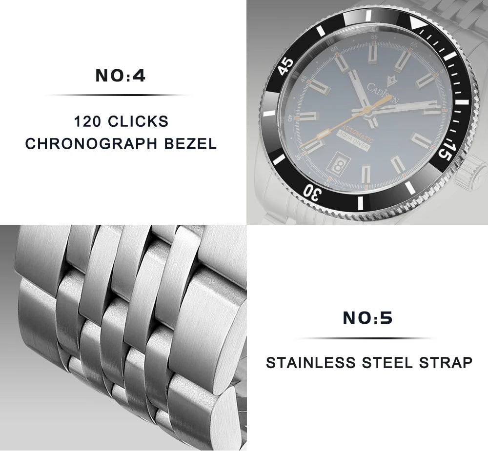 NEW 2025 CADISEN Mens Watches Mechanical Wristwatch For Men Automatic Watch Men Japan 8215 Ceramic Bezel 10Bar Waterproof Clock