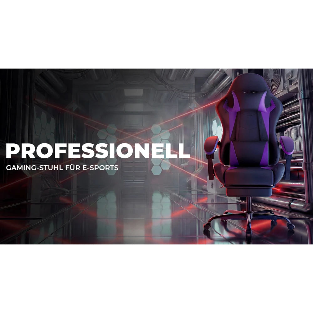 Ergonomic Gaming Chair with Lumbar Support Pillow & Headrest, Adjustable Gamer Chair with Footrest, Reclining PC Gaming Chair for Adults