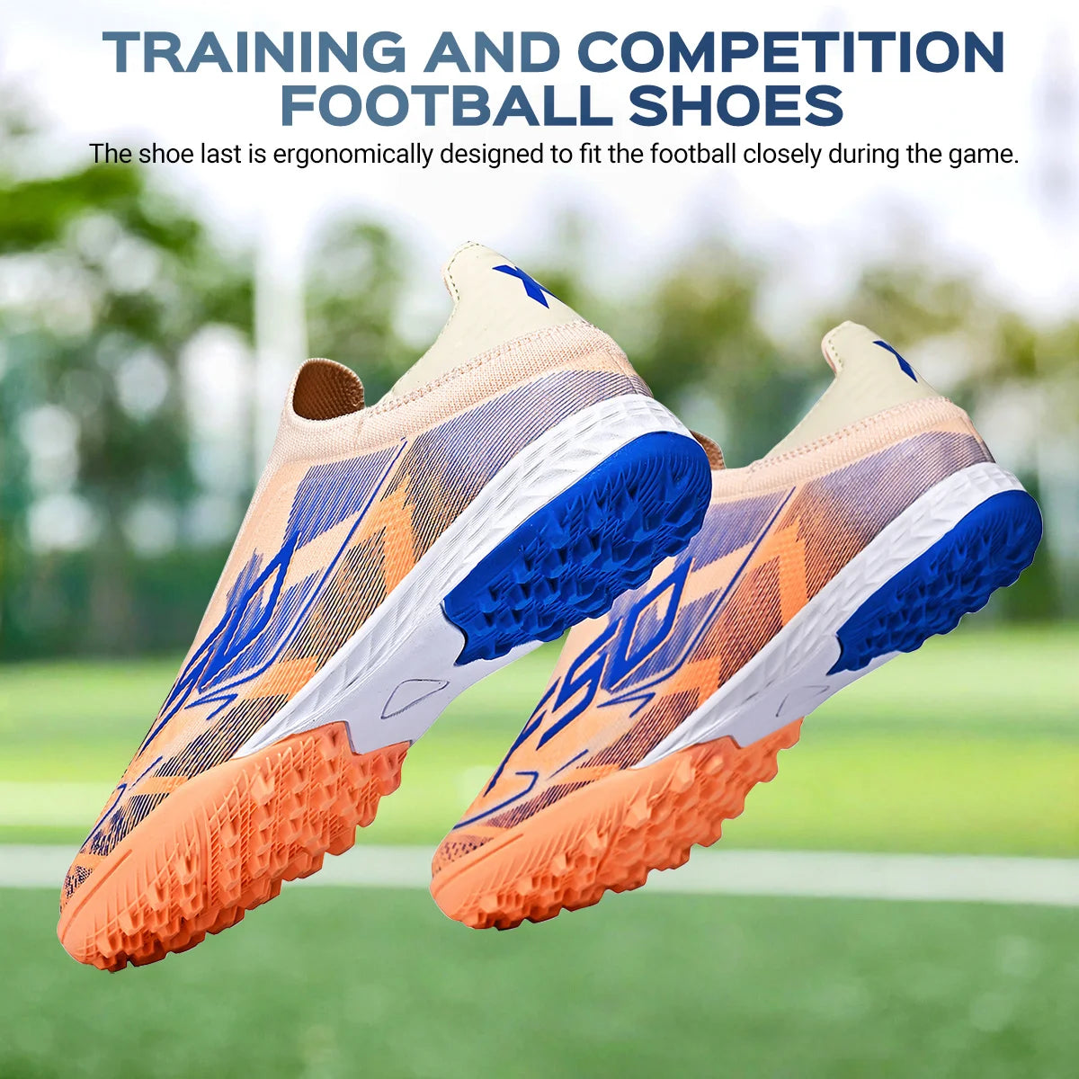 TF Soccer Shoes For Kids Youth PU Fabric Upper Rubber Sole Wear-resistant Non-slip Training Football Boots