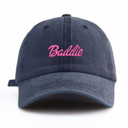 1pc Baddie Print Washed Baseball Cap for Adults,  Minimalist Retro Style Casual Soft Adjustable Dad Hat, Perfect As Gift