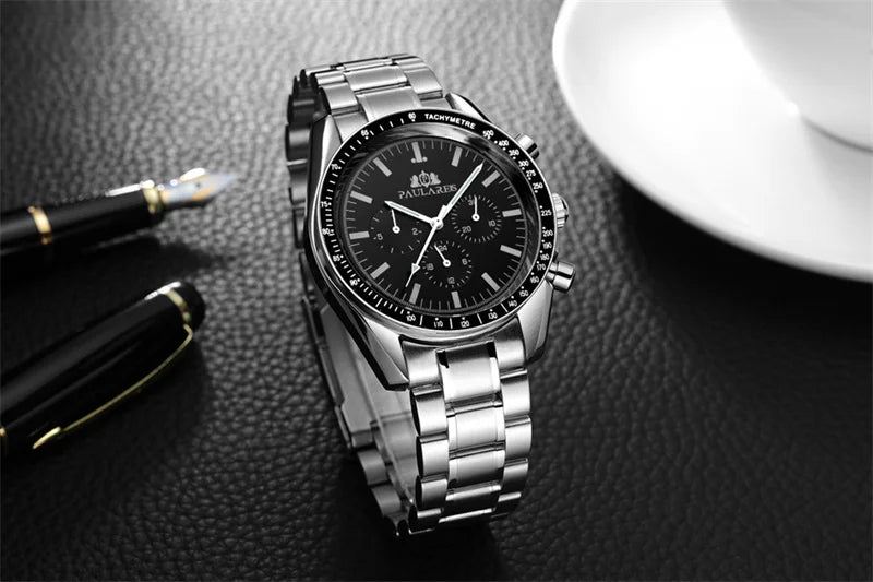 PAULAREIS P Brand Luxury Men Mechanical Watches Calendar Business Watch Men's Sports Waterproof Stainless Steel Automatic Watches