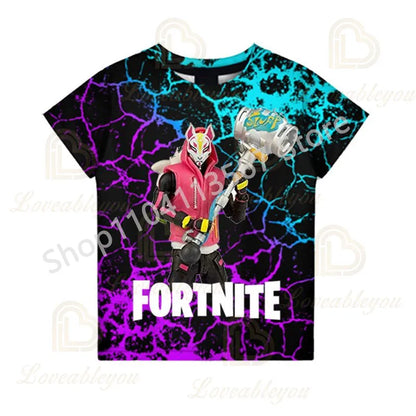 F-Fortnited T-Shirt für Jugendliche – Battle-Game-Shirt für Erwachsene, kurzärmeliges Sommer-T-Shirt für Teenager, Jungen und Mädchen