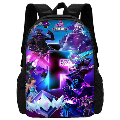 Child School Backpack with Lunch Bags ,Pencil Bags ,Hot Game Design-F-FortniteS School Bags for Boys Girls Best Gift