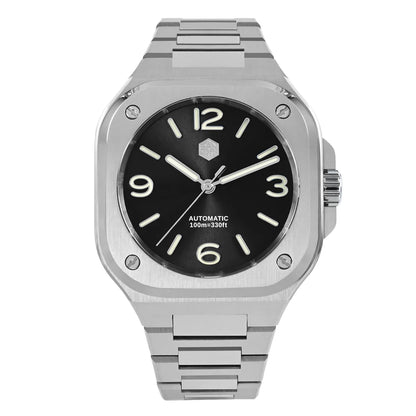 San Martin 40mm Classic Luxury Sport Watch Distinctive Square Case Stainless Steel Men Watch Automatic Mechanical 10 Bar SN0074