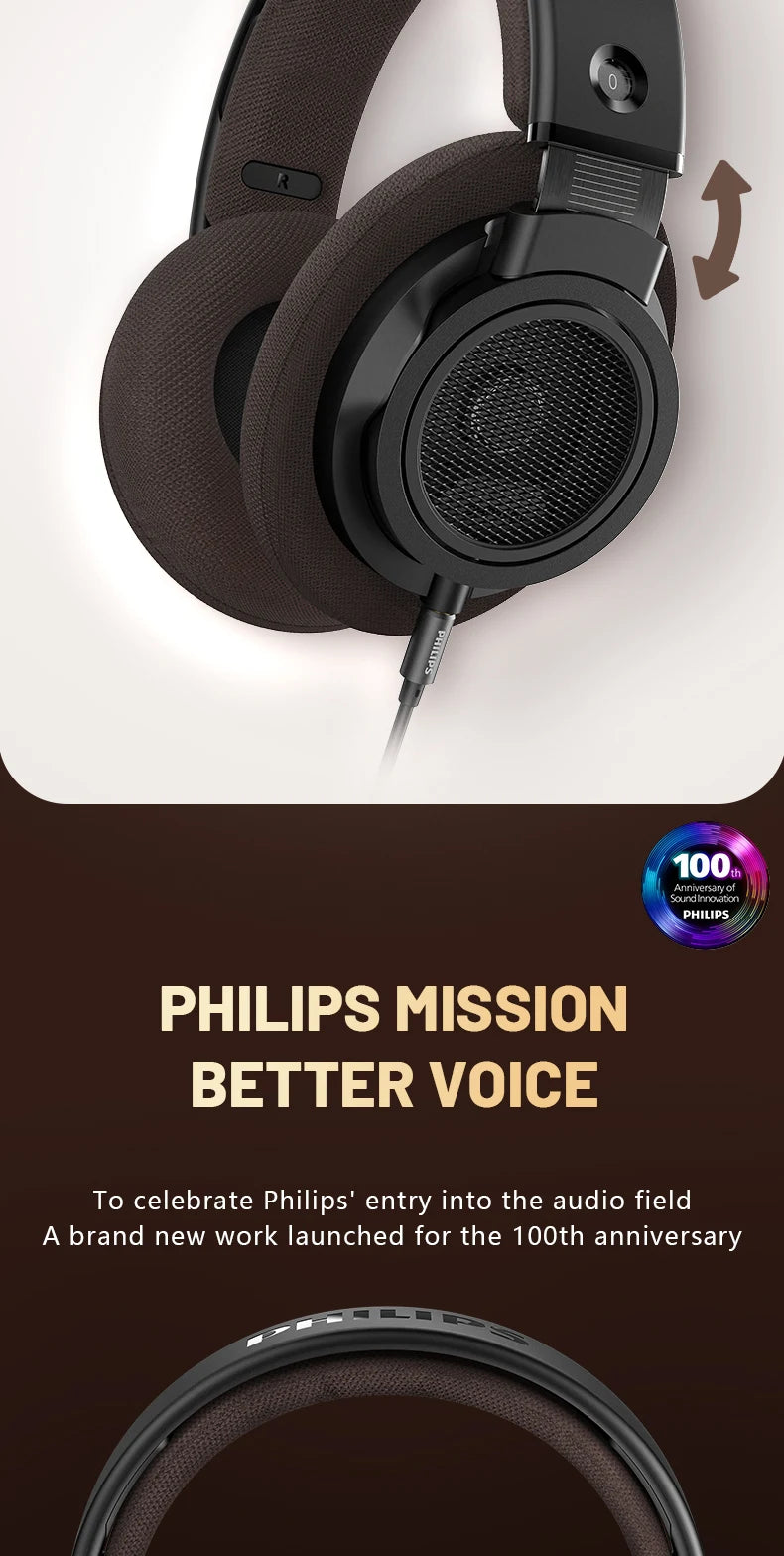 Philips SHP9500CY HiFi Open-Back Headphones Ultra-Comfortable Over-Ear Design Crisp Clear Sound Lightweight & Durable Build