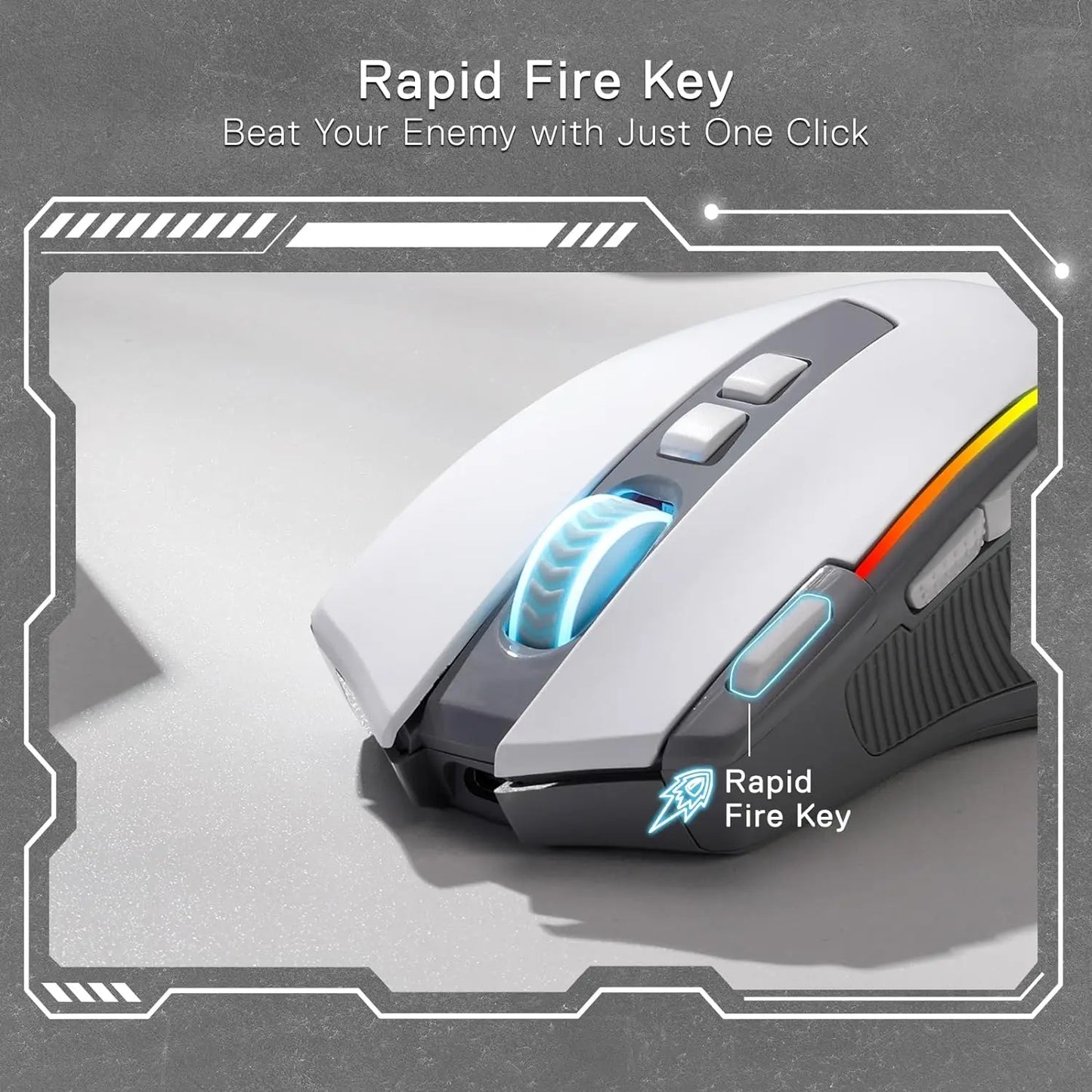 Mouse gaming Redragon M612 PRO RGB BT 2.4G, optic wireless, 8000 DPI, 9 butoane programabile, 7 moduri de iluminare, B