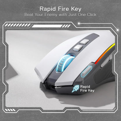 Mouse gaming Redragon M612 PRO RGB BT 2.4G, optic wireless, 8000 DPI, 9 butoane programabile, 7 moduri de iluminare, B