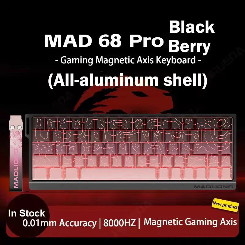 MADLIONS Mad 60he Mad60HE Mad 68HE Teclado mecânico com interruptores magnéticos, com fios, hot-swap, taxa de polling 8K, teclado gaming personalizado