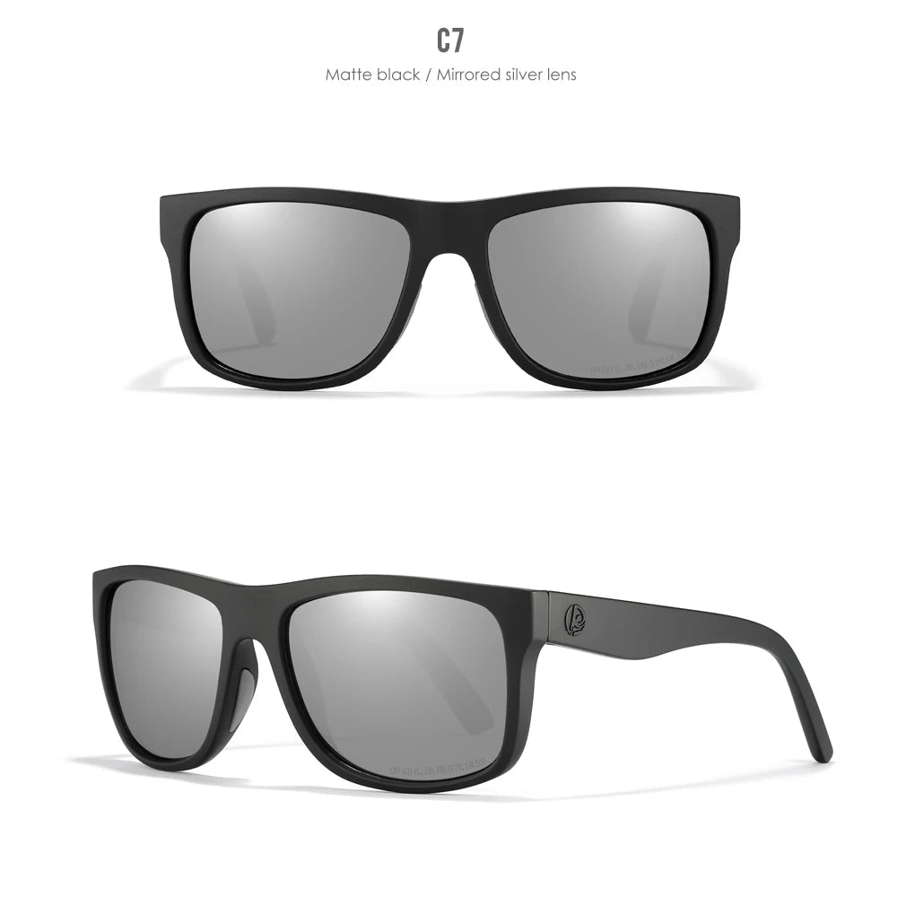 KDEAM Polarized Sunglasses Men Sports Tridimensional Brand Logo TR90 Square Sun Glasses All Black With Zipper Case KD0721