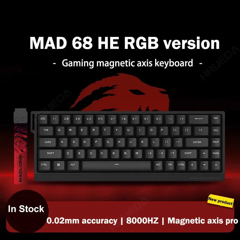 MADLIONS Mad 60he Mad60HE Mad 68HE Teclado mecânico com interruptores magnéticos, com fios, hot-swap, taxa de polling 8K, teclado gaming personalizado