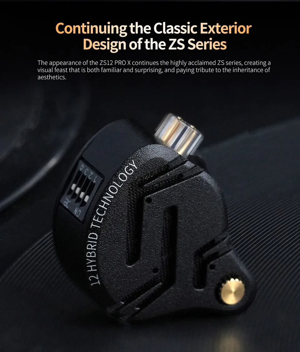 KZ ZS12 PRO X hybrid dynamisk og balanced armature-teknologi IEM-øretelefon, opgraderet HiFi-bas in-ear-hovedtelefon med tuningkabel-headset