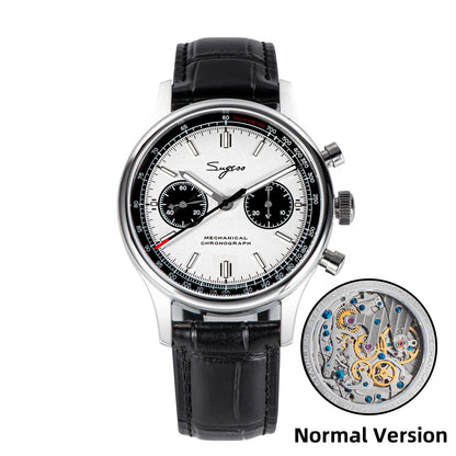 Sugess 1963 Pilot Watch Men Mechanical Chronograph Panda Wristwatch Air Force Sapphire Waterproof for Seagull Movement ST1901 v3