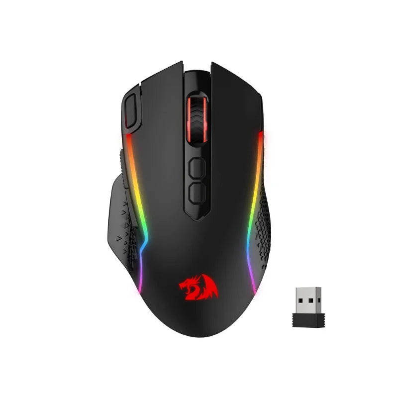 Redragon M810 Pro Wireless Gaming Mouse, 10000 DPI Wired Gamer Mouse with Rapid Fire Key, 8 Macro Buttons, Black/White Mouse