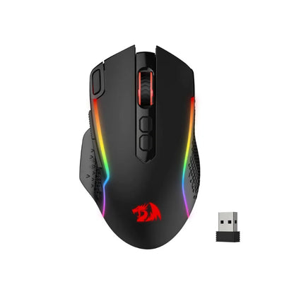 Redragon M810 Pro Wireless Gaming Mouse, 10000 DPI Wired Gamer Mouse with Rapid Fire Key, 8 Macro Buttons, Black/White Mouse