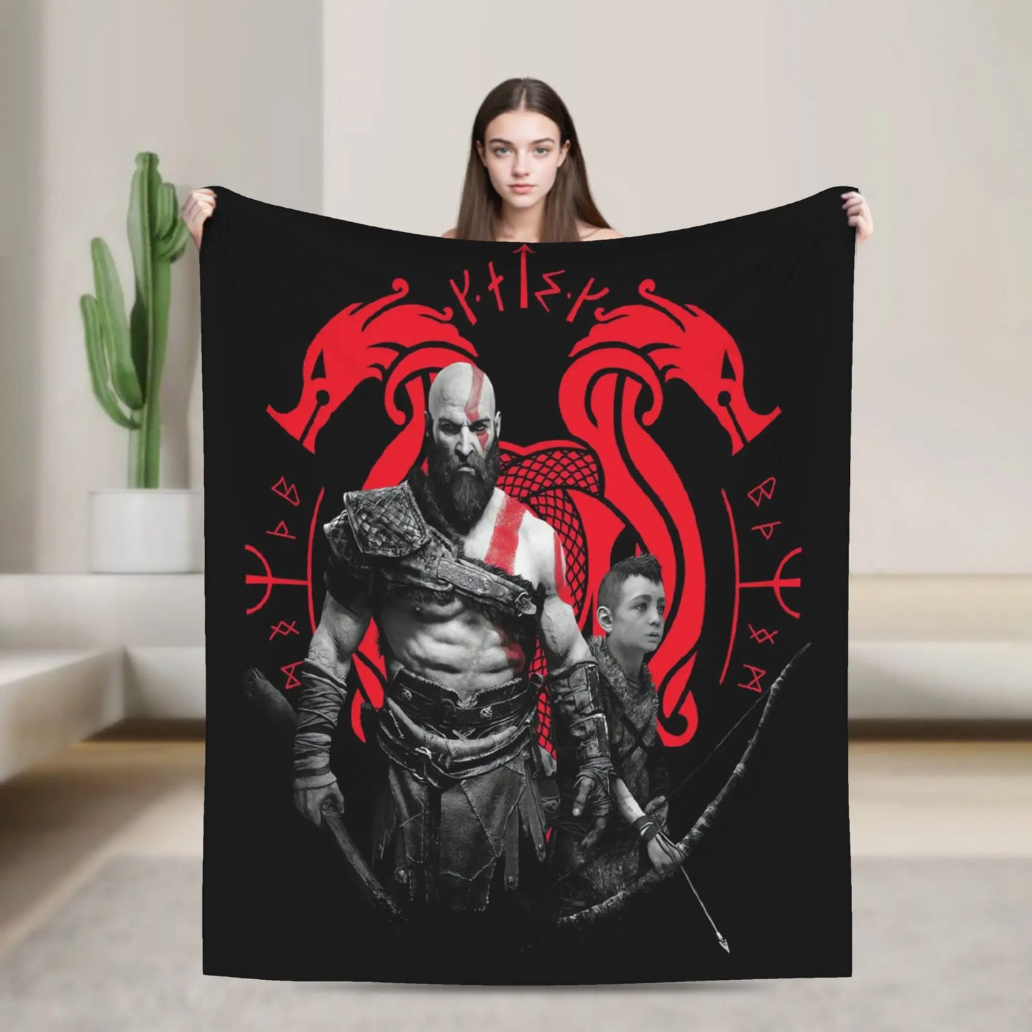 God of War Games Kratos Cartoon  Blanket Quality Soft  Bedding Throws Winter Travel Office Home Decor Aesthetic Bedspread