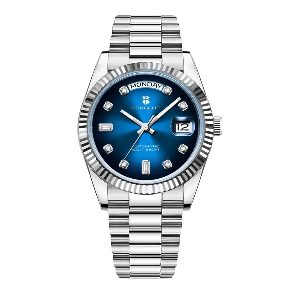 Luxury Corgeut 36MM Men Watch ST1644 Automatic Mechanical Wristwatch Sapphire Relogio Masculino 10BAR Day Swim dress Watches