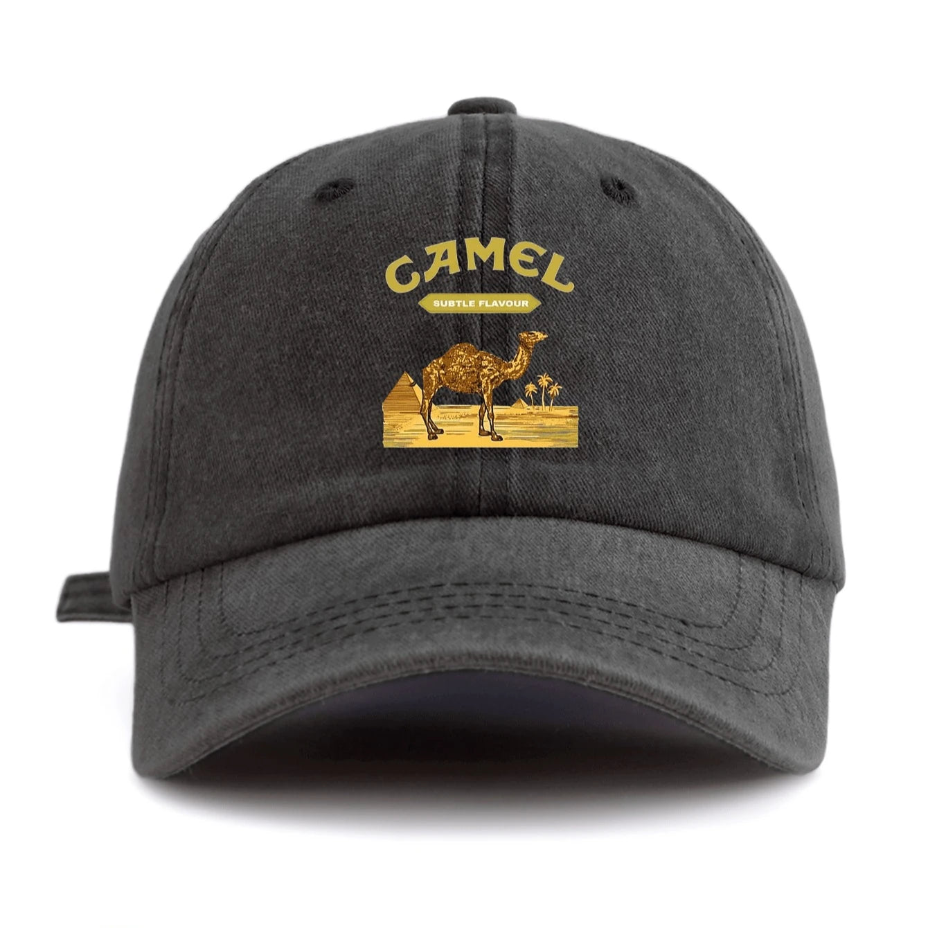 1 Pc CAMEL Print Washed Baseball Cap, Classic Casual Stylish , Perfect Gift For Grandpa Families And Friends