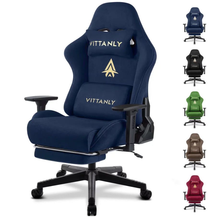 Vittanly Gaming Chair Ergonomic Office Chair with Footrest, Breathable Fabric Adjustable Rotating Computer Chair with 3D Armrests for Gaming & Work