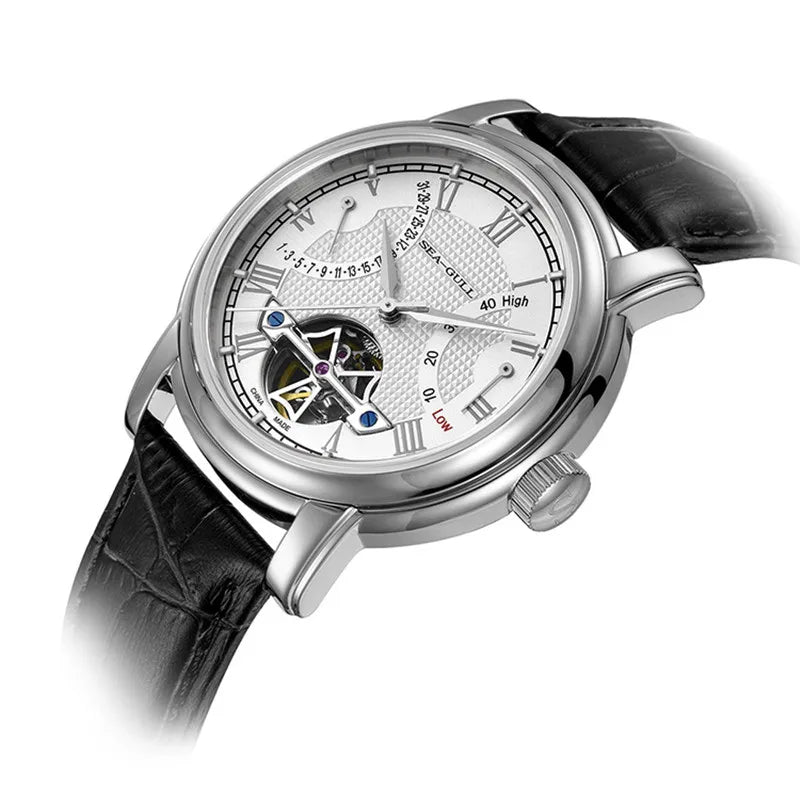 NEU Herren-Automatikuhr mit mechanischem Seagull ST25-Uhrwerk, modische Herrenarmbanduhr mit skelettierter Unruh, Casual-Business-Uhr 819.624