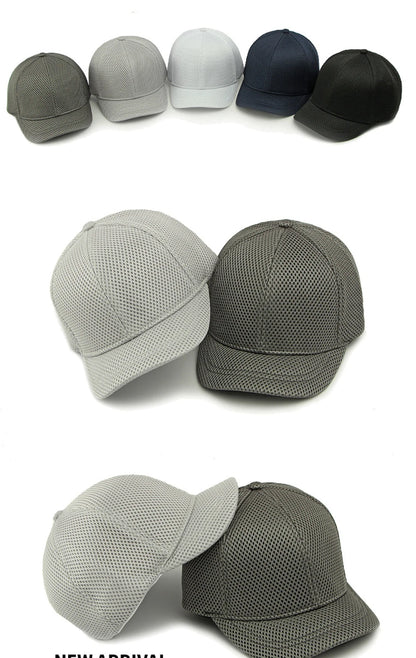 HT4828 5 cm Baseballkappe mit kurzer Krempe für Herren, 6-Panel-Baseballkappe, atmungsaktive Mesh-Trucker-Cap, Herren und Damen, einfarbig, schlichte Snapback-Cap