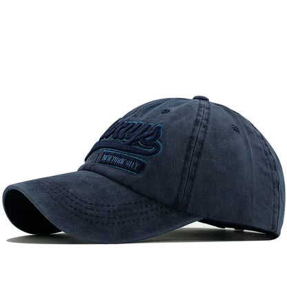 100% Cotton Washed 3D Embroidered Letter Baseball Cap, Casual Streetwear Hat