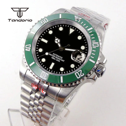 Tandorio 40mm Men's Automatic Watch Date Mechanical Miyota8215/PT5000 Movt Sapphire Business Waterproof Wristwatch Screw Crown