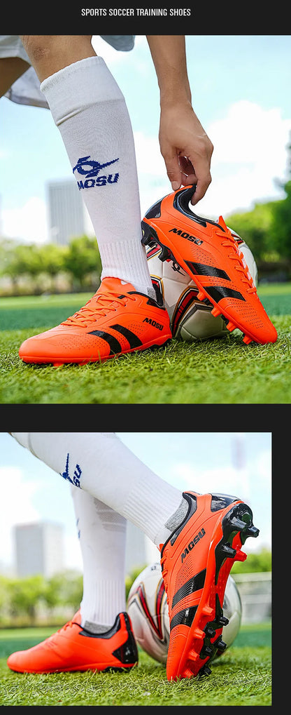 Nuevas zapatillas de fútbol para hombre y mujer, calzado deportivo para interior y exterior con tacos largos y tacos fragmentados para entrenamiento de fútbol en césped sintético