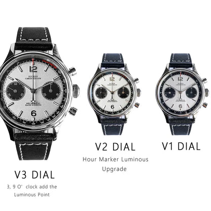 Sugess 1963 Pilot Watch Men Mechanical Chronograph Panda Wristwatch Air Force Sapphire Waterproof for Seagull Movement ST1901 v3