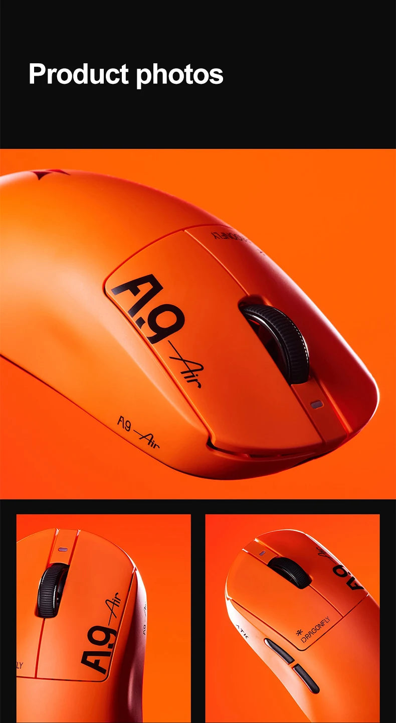 Mouse da gaming wireless ATK Dragonfly A9 Ultimate A9 Air PAW3950 ultraleggero ergonomico per e-sport FPS Gamer CSGO A9 Ultra