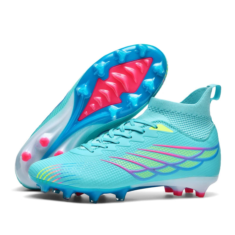 Botas de futebol Superfly FG para exterior, sapatilhas de futebol pretas com pitons, calçado desportivo profissional macio, respirável e confortável, tamanhos grandes
