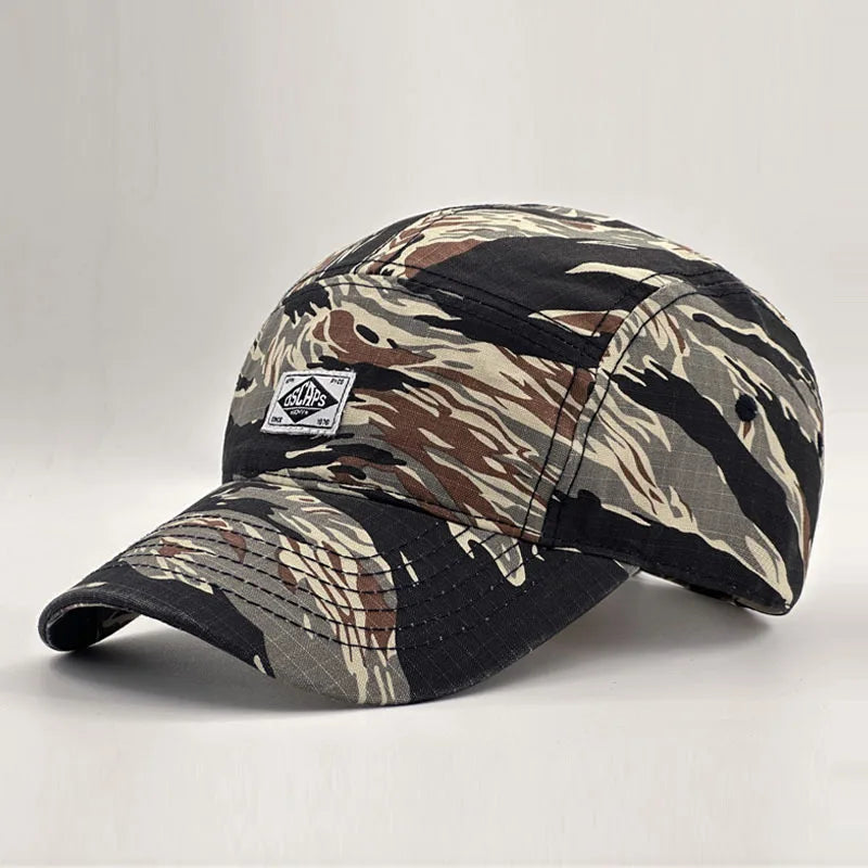 Baseballkappe im Workwear-Stil mit Camouflage-Muster und kurzer Krempe für Damen und Herren, trendige Unisex-Outdoor-Sonnenkappe
