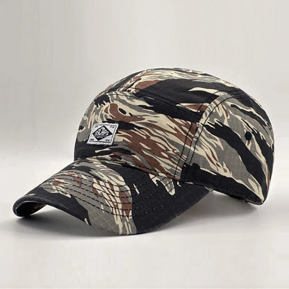 Baseballkappe im Workwear-Stil mit Camouflage-Muster und kurzer Krempe für Damen und Herren, trendige Unisex-Outdoor-Sonnenkappe