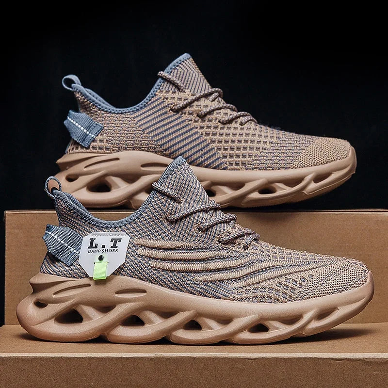 YRZL løbesko til mænd, sorte joggingsko, casual sneakers til udendørs brug, åndbart mesh, let stødabsorbering, sorte tennissko til kvinder