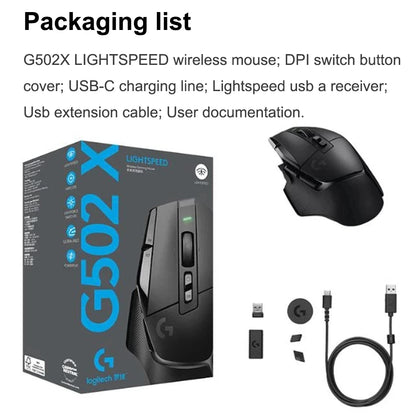 Logitech G502 X Lightspeed brezžična gaming miška s hibridnimi optično-mehanskimi stikali LIGHTFORCE, gaming senzorjem HERO 25K, združljiva, nova
