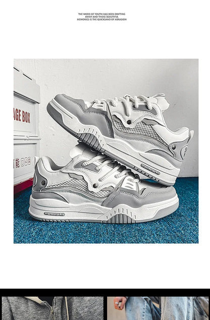 New Mesh Men's Casual Sneakers Comfortable Male Running Shoes for Men Lace-up Platform Skateboard Shoes Student Sports Sneakers
