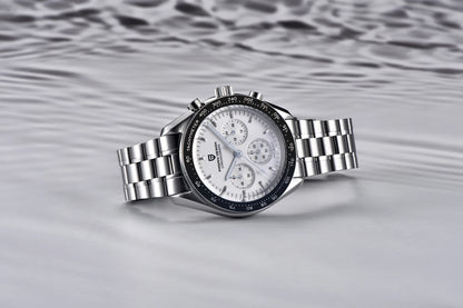 Pánske hodinky PAGANI DESIGN „New Moon“ – luxusné quartzové hodinky, chronograf, zafírové sklo s antireflexnou úpravou, keramický rámček, luminiscenčné ručičky