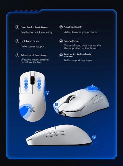 MCHOSE L7 Ultra+ közepes-nagy méretű kézre tervezett gamer e-sport egér, PAW3950, vezeték nélküli, három üzemmódú, könnyű irodai kétmeghajtós számítógépes egér