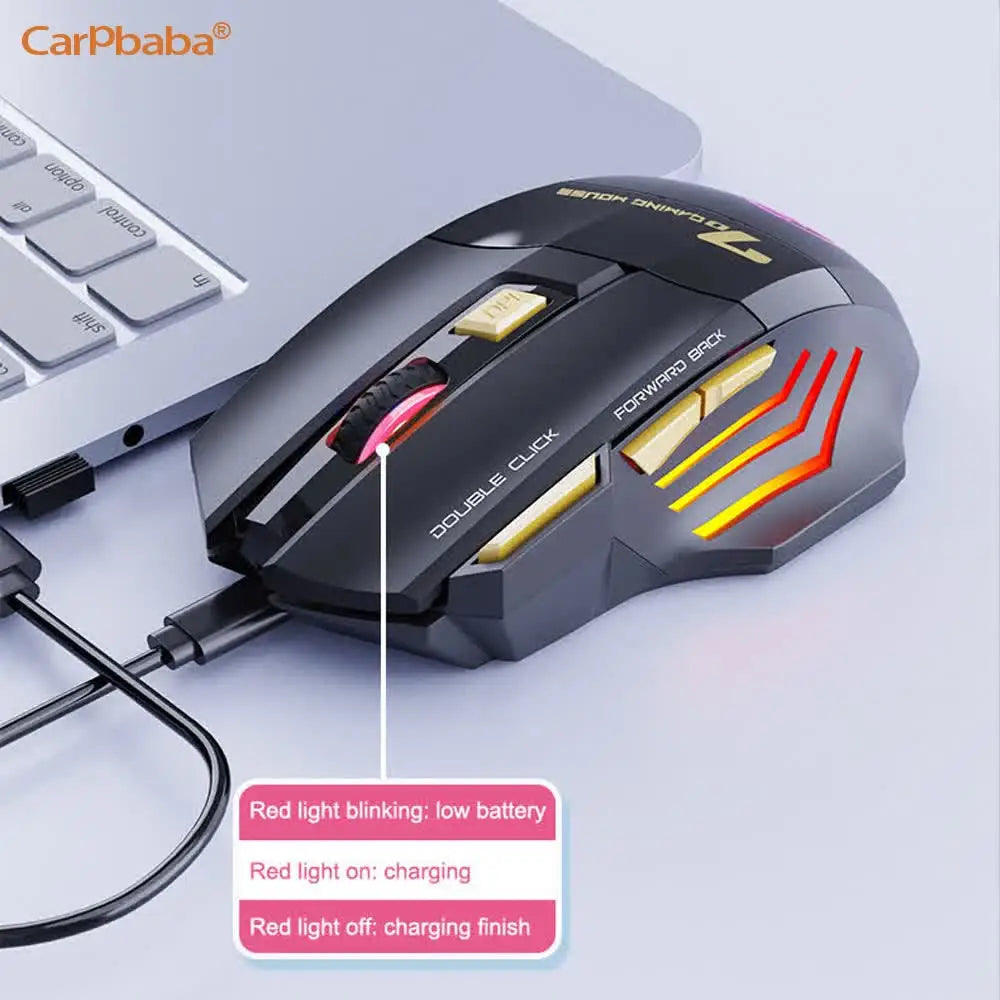 Belaidė Bluetooth pelė, įkraunama kompiuterinė pelė žaidėjams, ergonominė gaming pelė su RGB apšvietimu, tyli pelė PC kompiuteriui