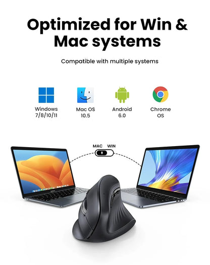 Langaton Bluetooth 5.0 2.4G -hiiri, ergonominen, 4000DPI, 6 hiljaista painiketta, MacBookille, tableteille, kannettaville tietokoneille ja PC:lle