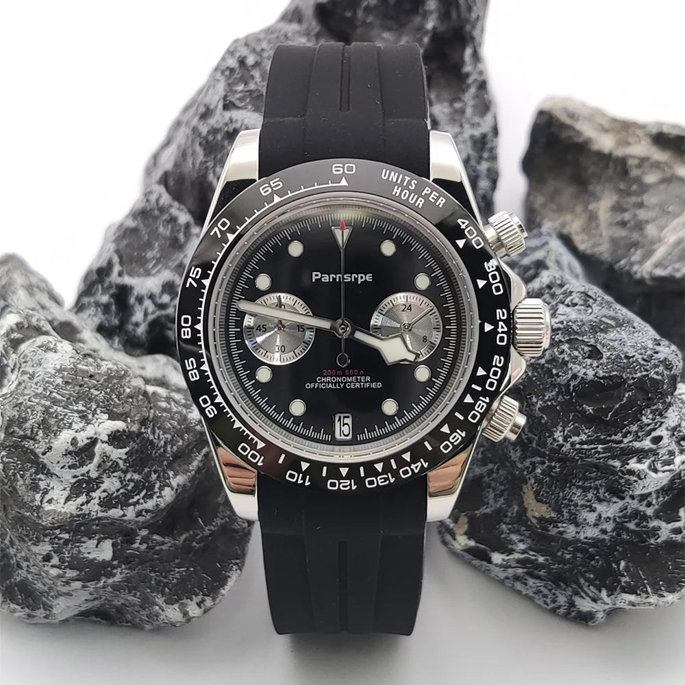 New Chronograph VK64 Quartz Watch 39.5mm 316L Stainless Steel 50M Waterproof Luminous Men Sports Business Watches