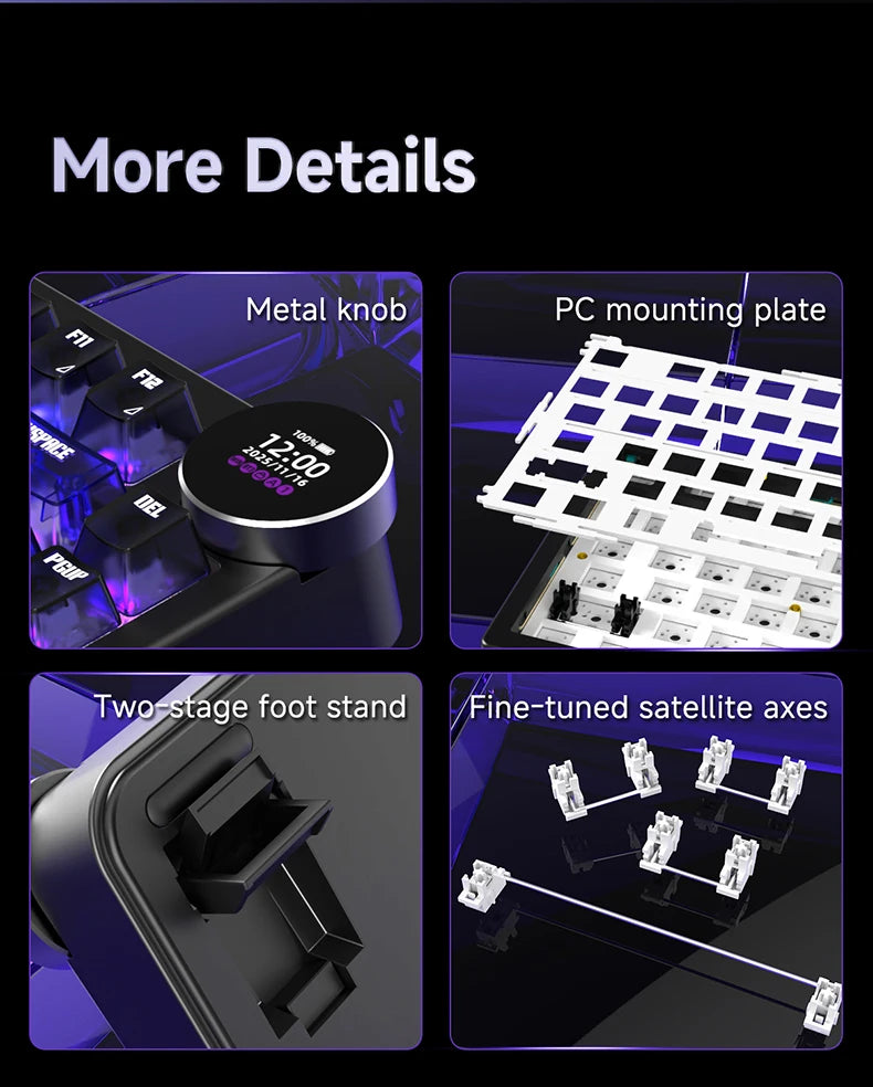 AJAZZ AK820 V2 / AK820 V2 Pro Gaming Mechanical Keyboard 75% ABS 82 Keys 10000mAh Wireless Tri-mode Gamer Keyboard for Laptop PC